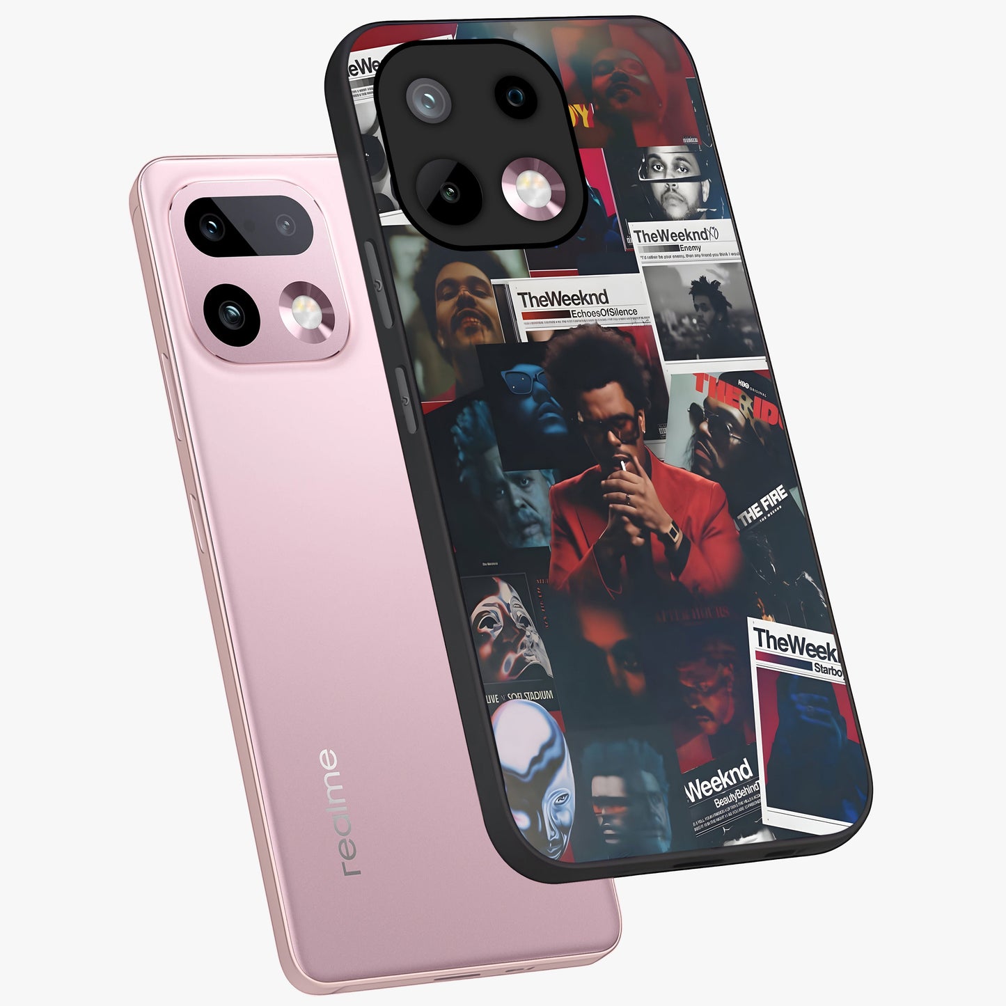 The Weeknd Glass Case displayed in angled mockup highlighting stylish pop culture inspired design with modern aesthetic.