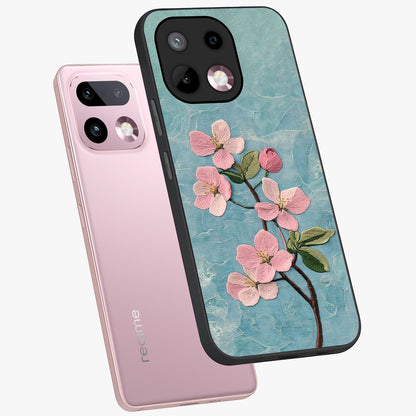 Threaded Blossom Breeze Glass Case displayed in angled mockup highlighting elegant floral design with soft aesthetic style.