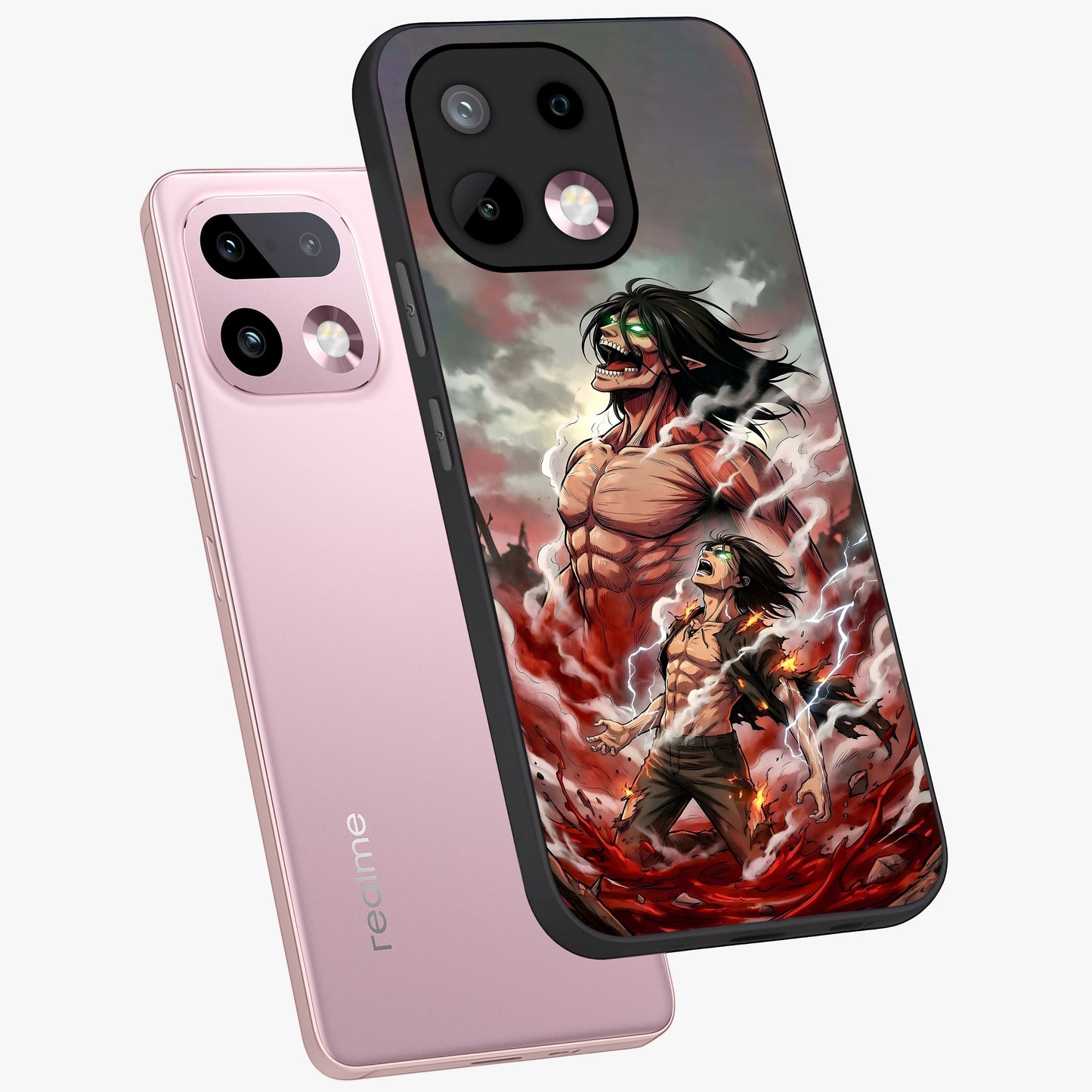 Titan Awakening Fury Glass Case displayed in angled mockup highlighting dramatic giant warrior design with bold anime aesthetic.