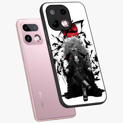 Uchiha Shadow Throne Glass Case displayed in angled mockup highlighting glowing aquatic design with celestial aesthetic.