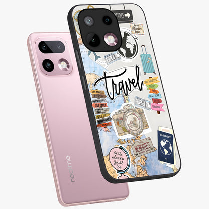 Wanderlust Journal Glass Case displayed in angled mockup highlighting adventure themed design with aesthetic travel vibe.
