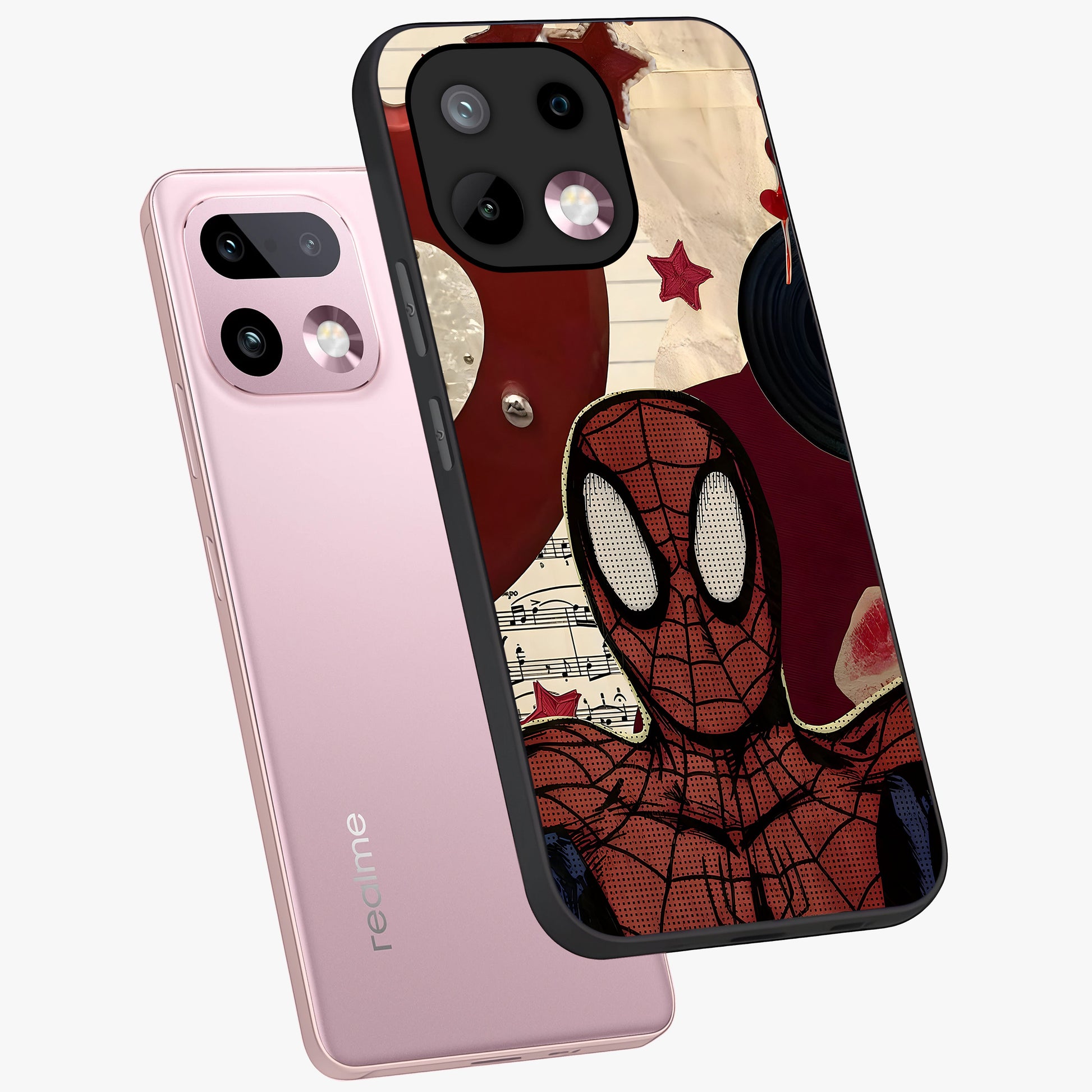 Web Warrior Vibes Glass Case displayed in angled mockup highlighting dynamic web design with comic style aesthetic.