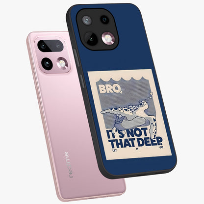 Worry Less Swim Glass Case displayed in angled mockup highlighting fun typography design with relaxed aesthetic style.