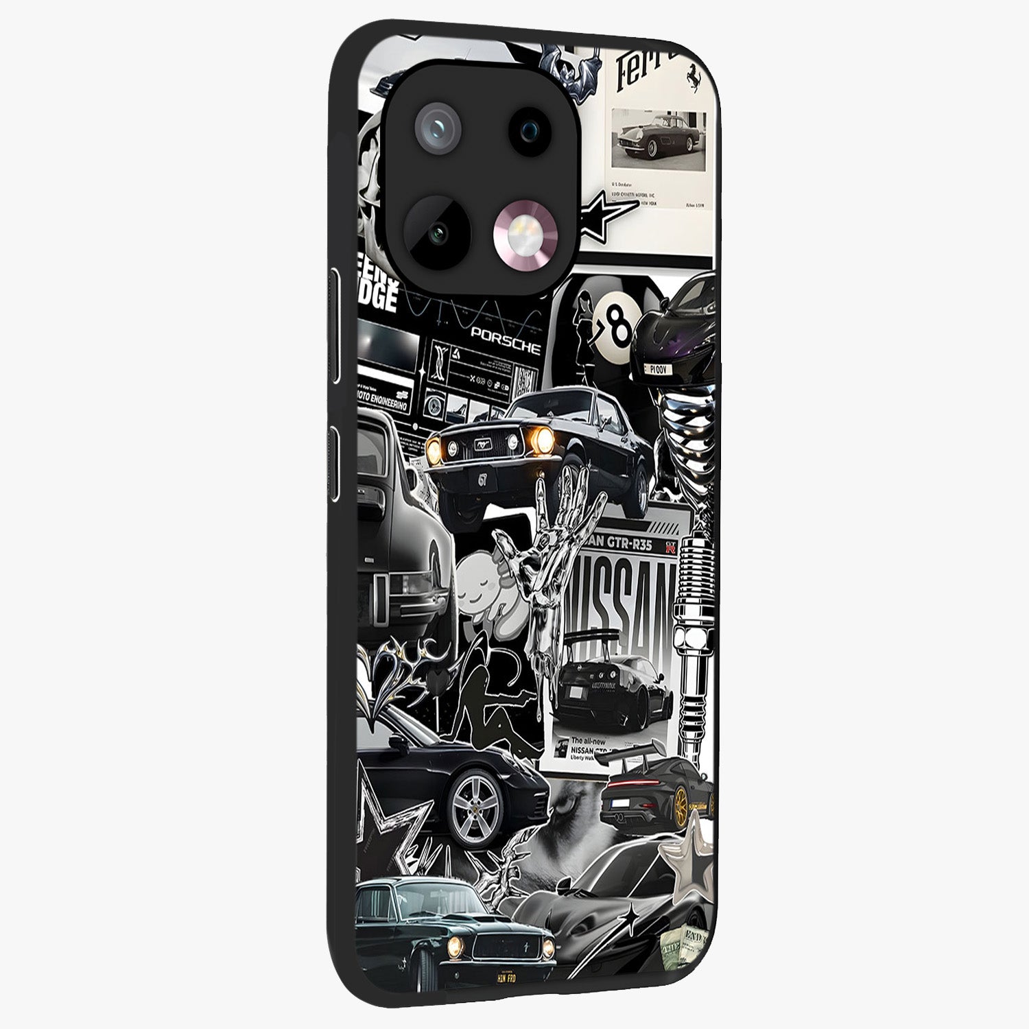 Aesthetic Dark Love Glass Case upright view showcasing dramatic romantic artwork with modern aesthetic style.
