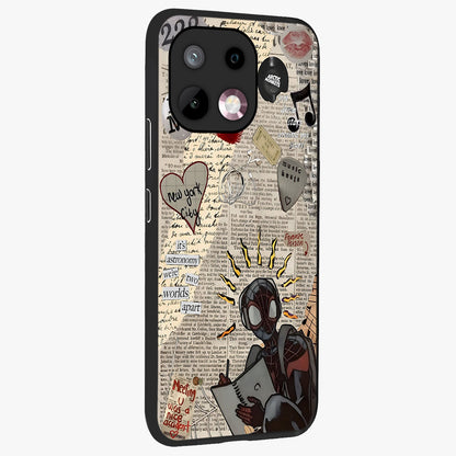 City Dream Sketch Glass Case upright view showcasing urban skyline artwork with stylish hand drawn design.