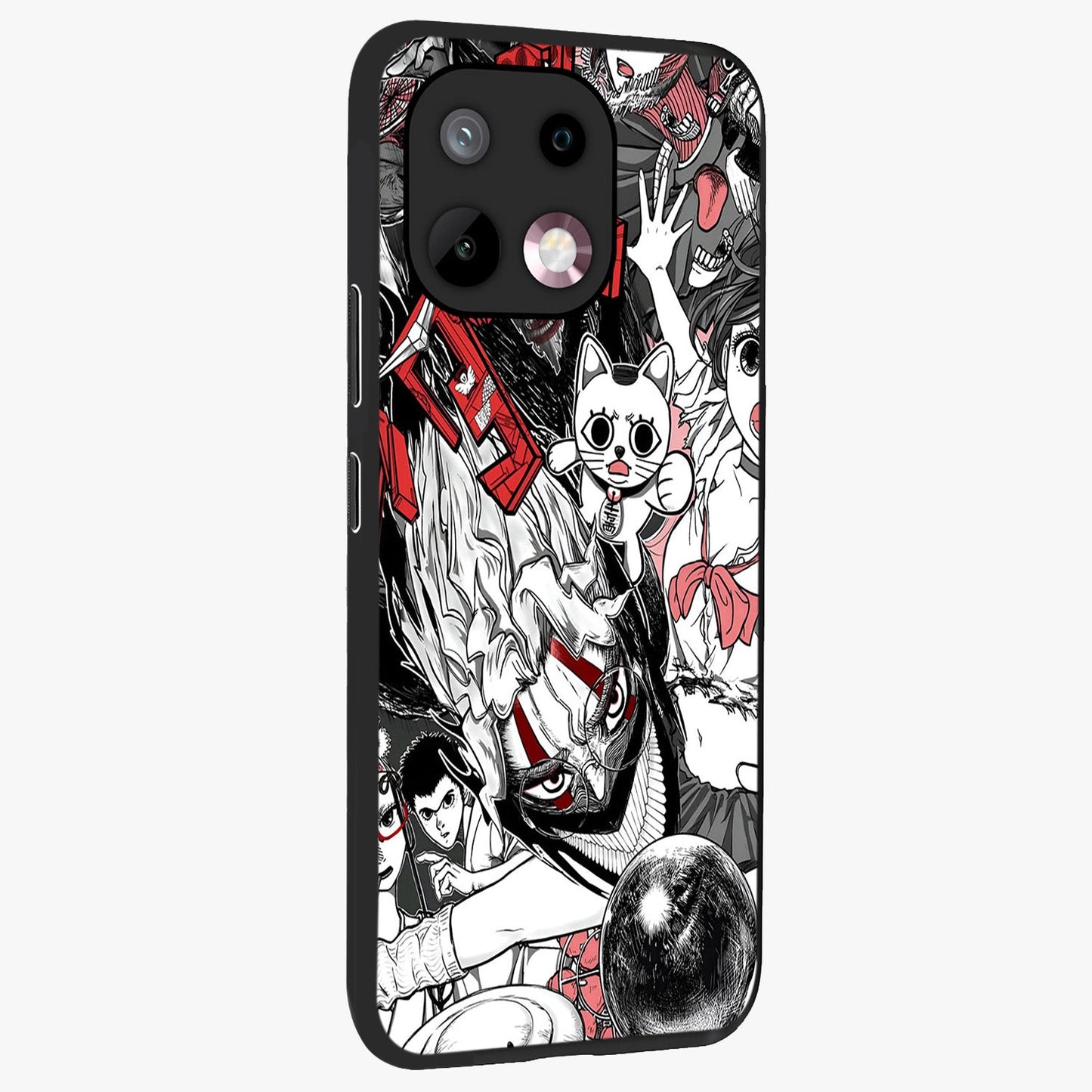 Crimson Chaos Panel Glass Case upright view showcasing intense crimson artwork with dramatic aesthetic style.