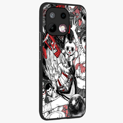 Crimson Chaos Panel Glass Case upright view showcasing intense crimson artwork with dramatic aesthetic style.