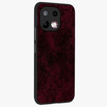 Crimson Fade Flow Glass Case upright view showcasing dynamic crimson flow artwork with stylish abstract theme.