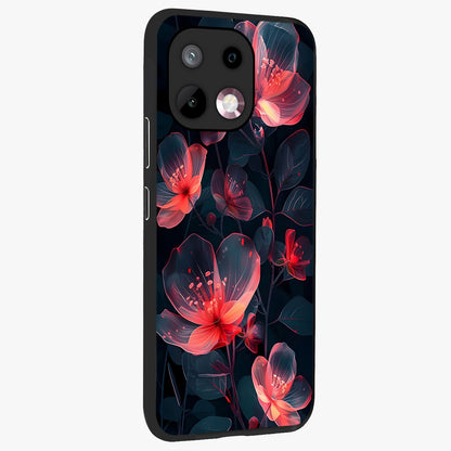 Dark Shade of Flower Glass Case upright view showcasing delicate flower artwork with rich dark floral theme.