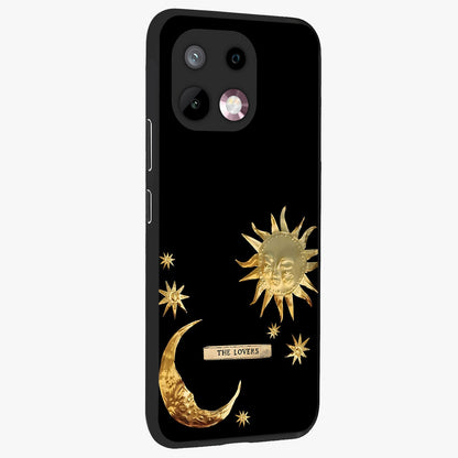 Gold Sun Blush Glass Case upright view showcasing glowing sun artwork with elegant celestial theme.