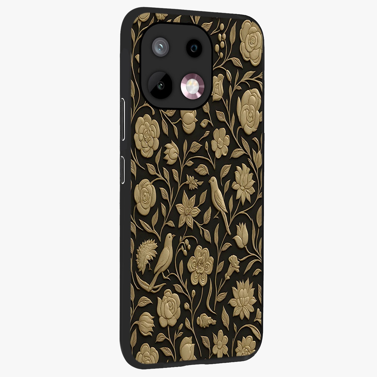 Golden Evil Eye Mandala Glass Case upright view showcasing decorative evil eye mandala artwork with spiritual aesthetic style.