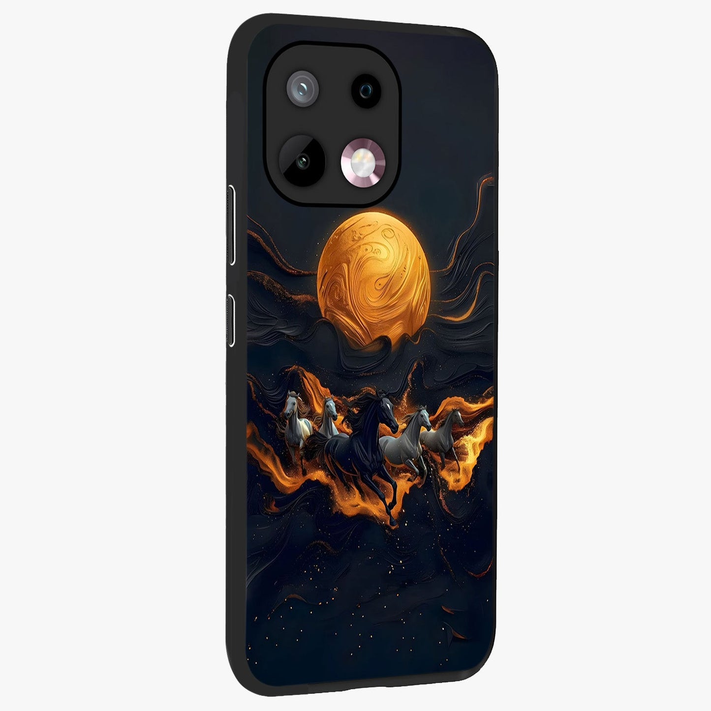 Golden Royal Heritage Glass Case upright view showcasing elegant royal artwork with classic heritage theme.