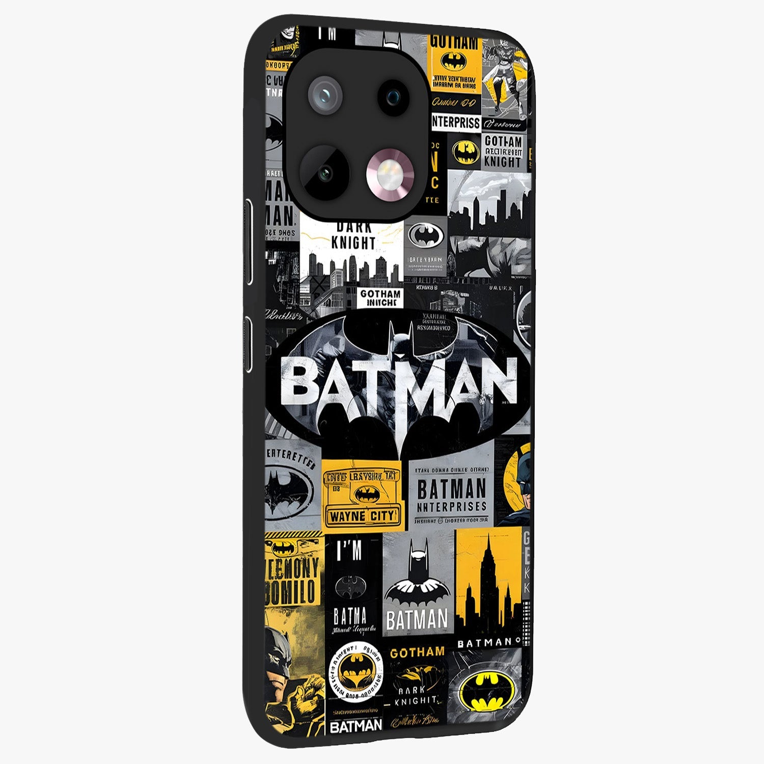 Knight Gotham Rise Glass Case upright view showcasing bold vigilante themed artwork with gothic city vibe.