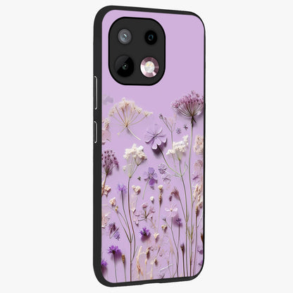 Lavender Blossom Dream Glass Case upright view showcasing delicate lavender blossom artwork with peaceful floral theme.