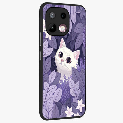 Lilac Hide Peek Cat Glass Case upright view showcasing charming cat artwork with adorable peek theme.
