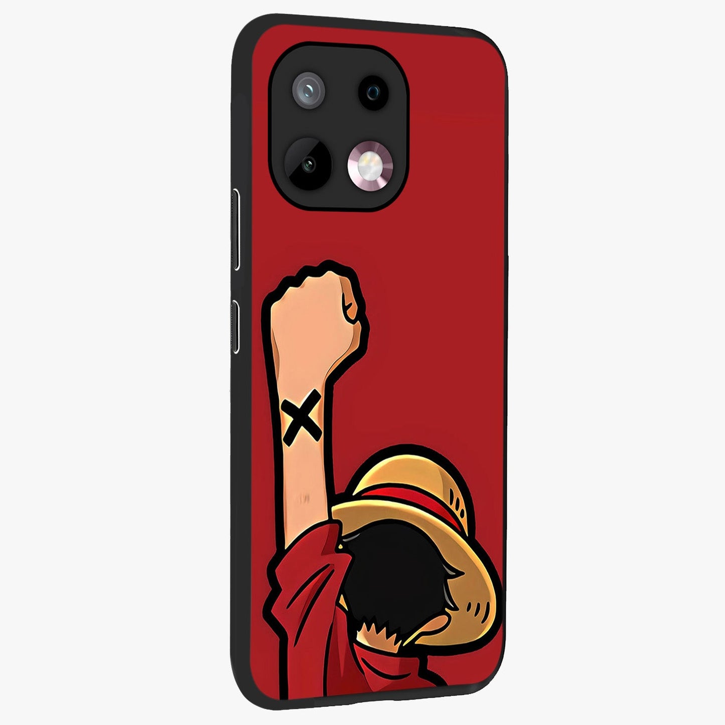 Luffy X Spirit Glass Case upright view showcasing striking anime artwork with adventurous character theme.