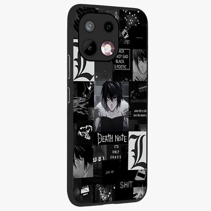 Midnight Chaos Mind Glass Case upright view showcasing expressive abstract artwork with bold dark theme.