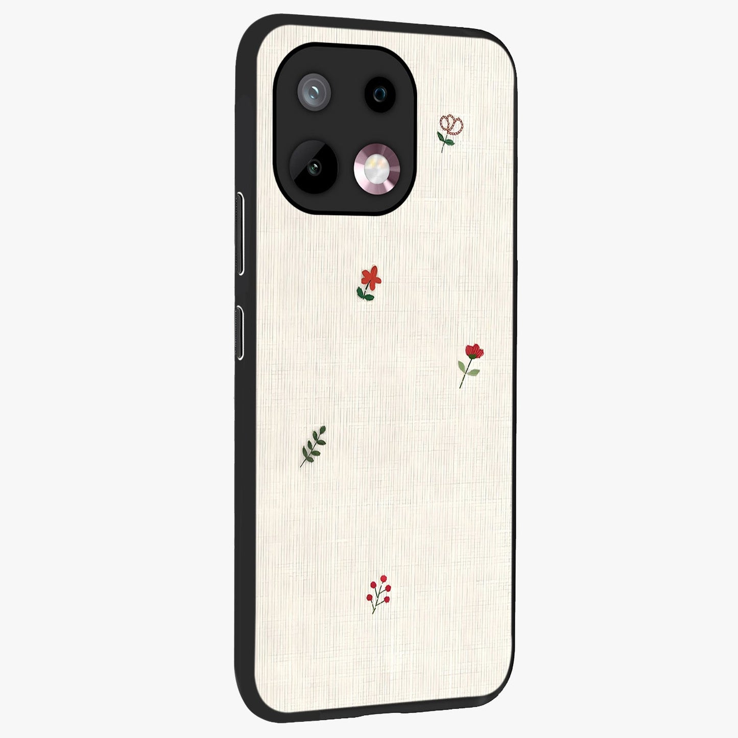 Minimalistic Blue With White Flower Pattern Glass Case upright view showcasing clean white flower artwork with calming blue theme.