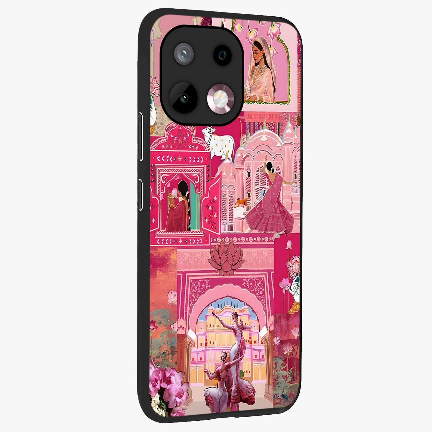 Pink Palace Muse Glass Case upright view showcasing artistic palace artwork with graceful royal theme.