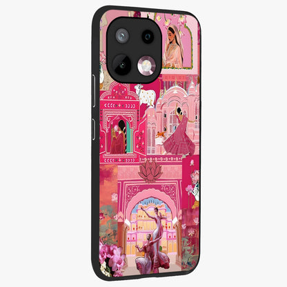 Pink Palace Muse Glass Case upright view showcasing artistic palace artwork with graceful royal theme.