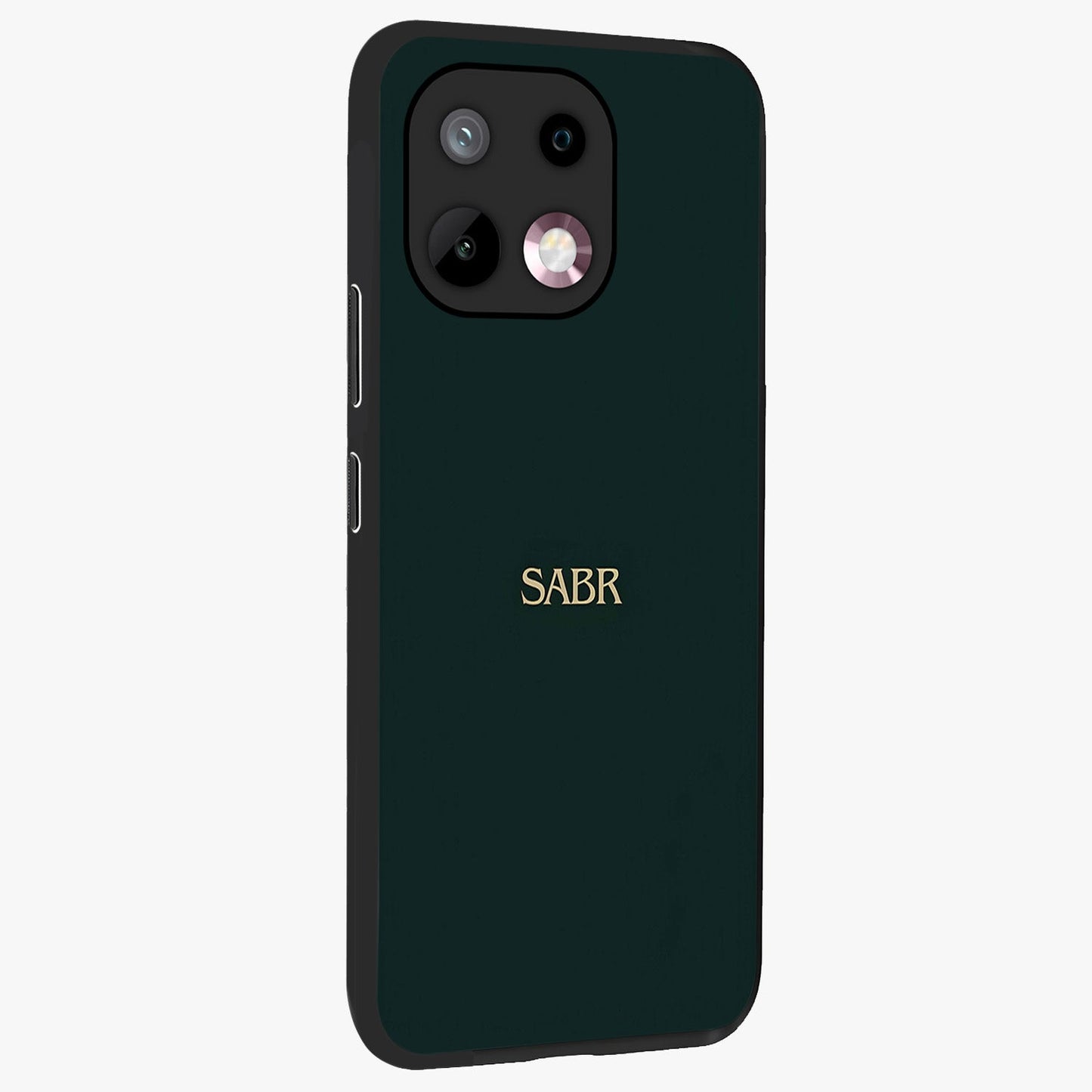 Sabr Minimal Patience Glass Case upright view showcasing calm minimalist artwork with motivational patience theme.
