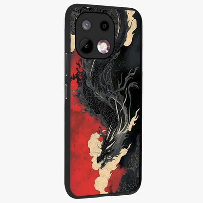 Shadow Dragon Fury Glass Case upright view showcasing intense dragon artwork with dramatic shadow theme.