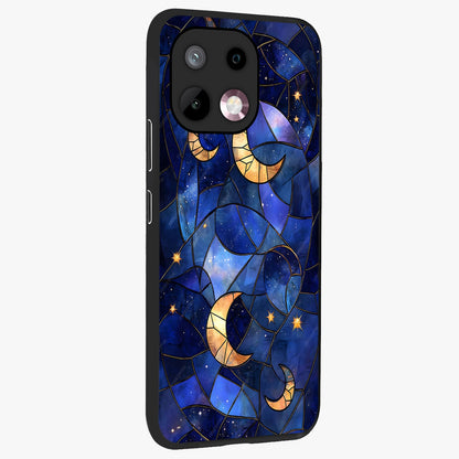 Starlit Sky Tapestry Glass Case upright view showcasing elegant starry sky artwork with cosmic decorative theme.