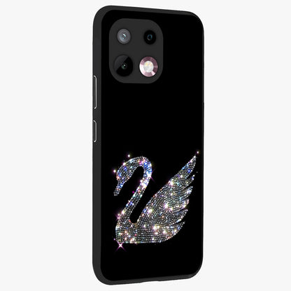 Starlit Swan Grace Glass Case upright view showcasing beautiful swan artwork with peaceful night themed design.