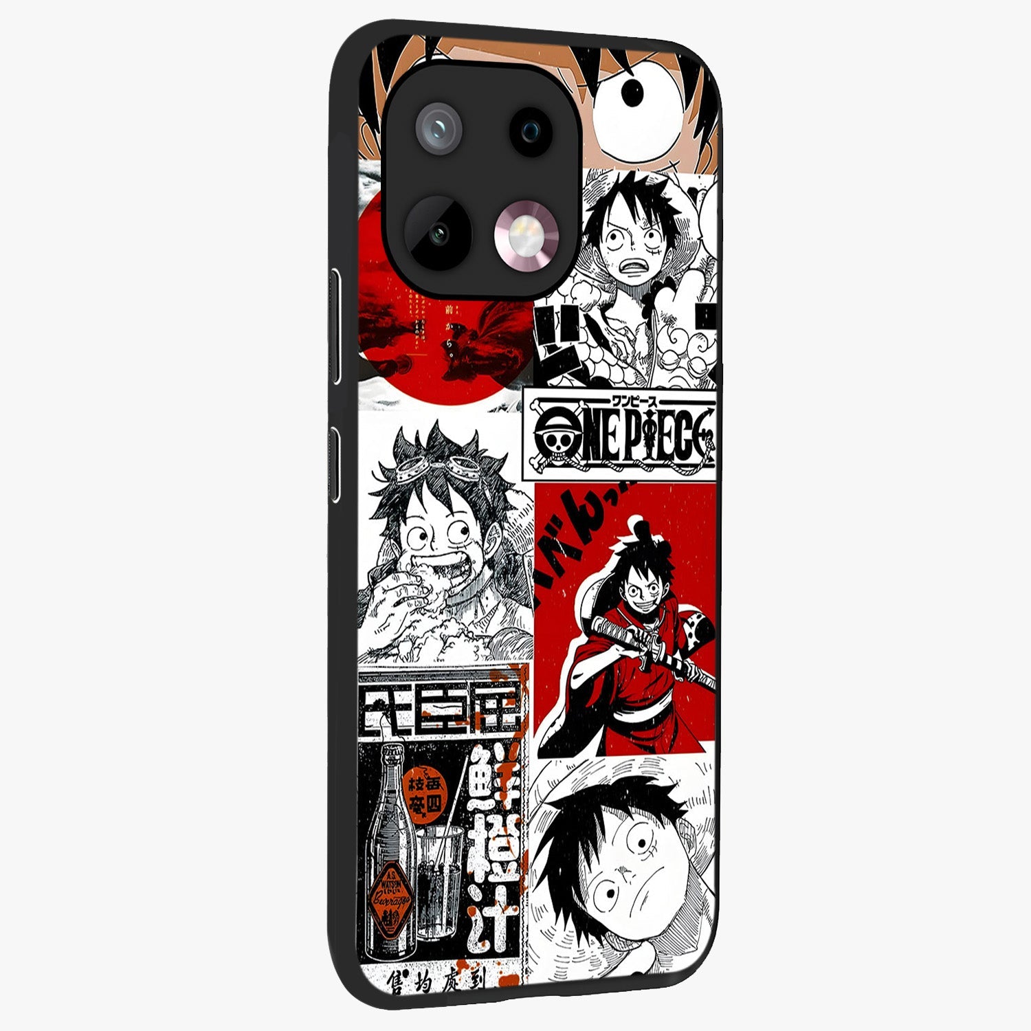 Strawhat Chaos Panels Glass Case upright view showcasing energetic anime artwork with bold adventure theme.