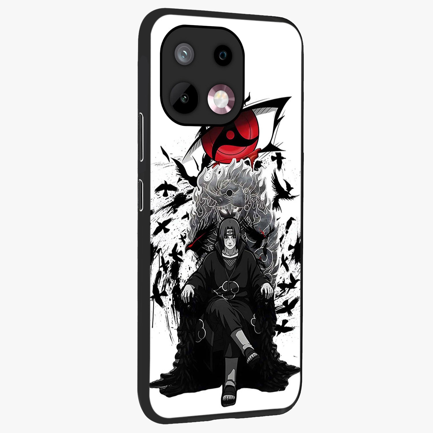 Uchiha Shadow Throne Glass Case upright view showcasing magical underwater galaxy artwork with vibrant cosmic theme.