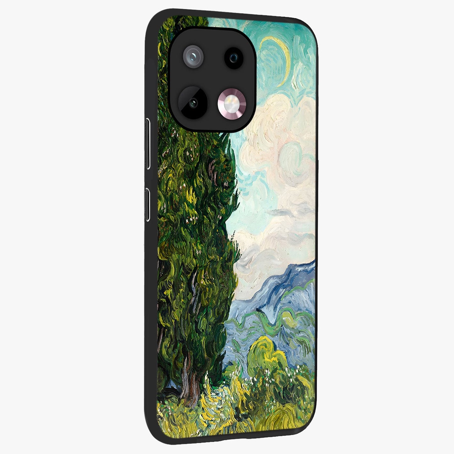 Van Gogh Vintage Art Glass Case upright view showcasing elegant vintage painting artwork with artistic heritage theme.