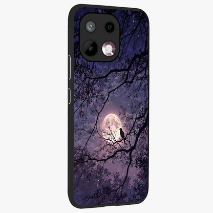 Whispering Moon Silence Glass Case upright view showcasing peaceful moon artwork with tranquil celestial theme.