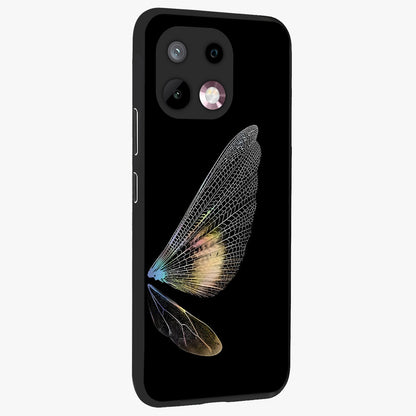 Whispers Of Wings Glass Case upright view showcasing elegant wing artwork with light airy theme.