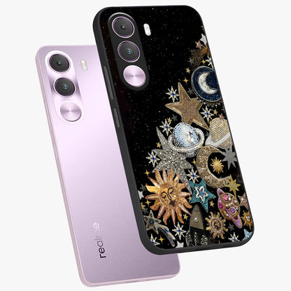 Cosmic Sparkle Dreams Glass Case displayed in angled mockup highlighting dreamy star sparkle design with celestial aesthetic.