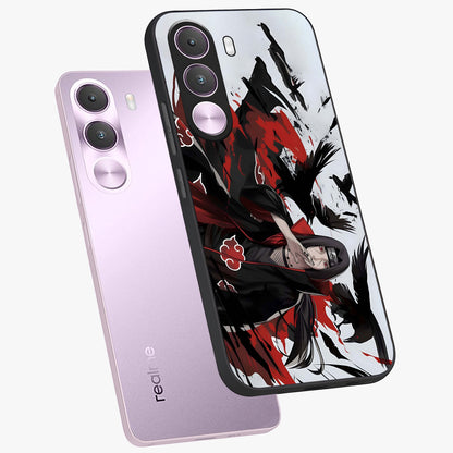 Crimson Crow Illusion Glass Case displayed in angled mockup highlighting mysterious crow graphic with dark aesthetic style.