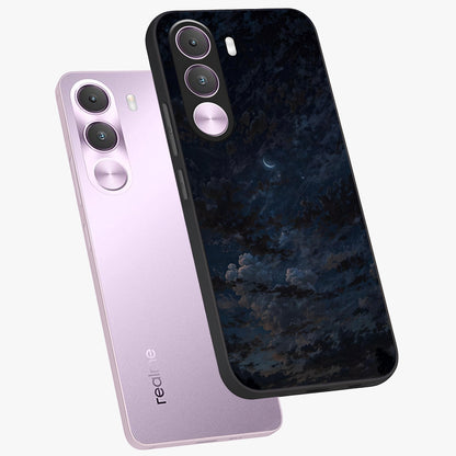 Lunar Veil Silence Glass Case displayed in angled mockup highlighting soft lunar design with peaceful celestial aesthetic.