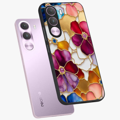 Marble Flower Pattern Glass Case displayed in angled mockup highlighting elegant marble floral design with modern aesthetic.