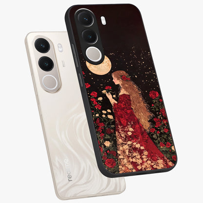 Crimson Dreams Glass Case displayed in angled mockup highlighting soft crimson aesthetic design with artistic theme.