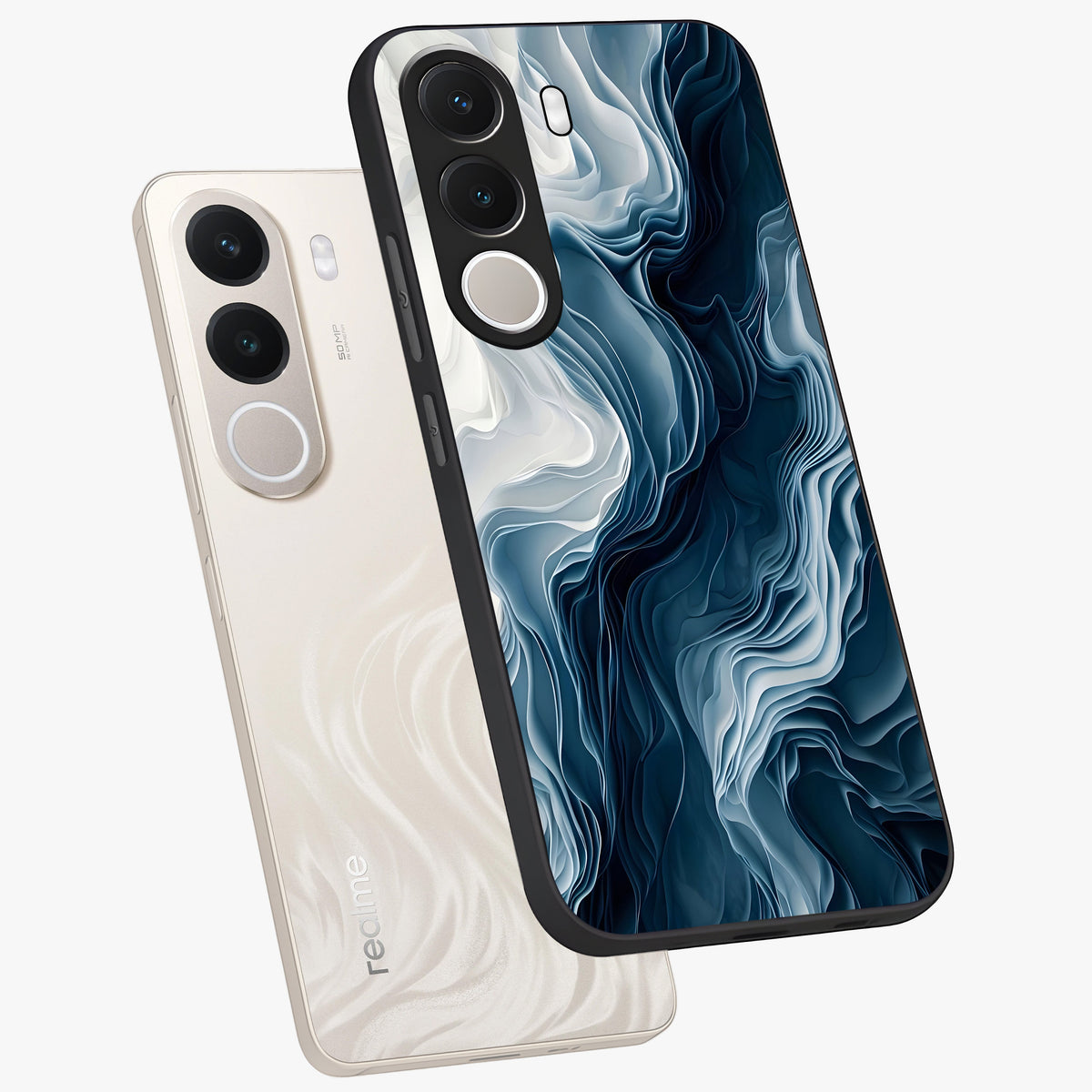 Ethereal Paper Marble Glass Case displayed in angled mockup highlighting elegant marble pattern with modern aesthetic style.