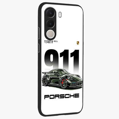 911 Turbo Dominance Glass Case upright perspective showcasing powerful racing design and modern automotive aesthetic.