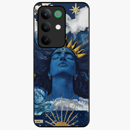 Aesthetic Lord Shiva Glass Case showing flat back view with divine Shiva artwork and glossy glass finish.
