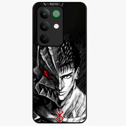 Berserker Blood Oath Glass Case showing flat back view with fierce warrior inspired artwork and glossy glass finish.
