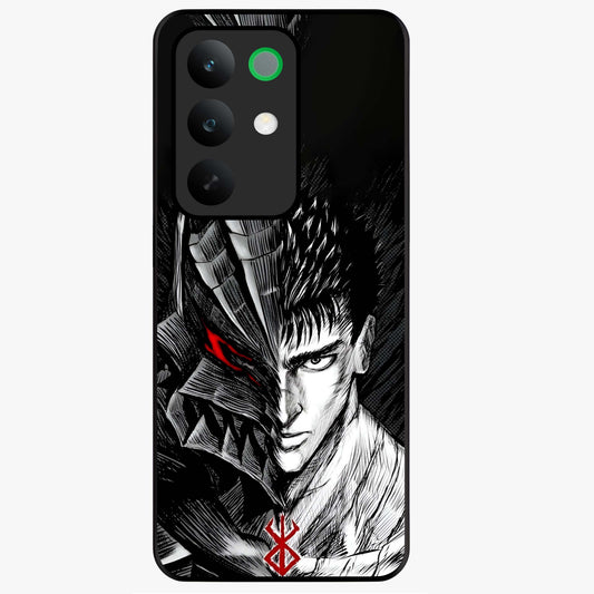 Berserker Blood Oath Glass Case showing flat back view with fierce warrior inspired artwork and glossy glass finish.