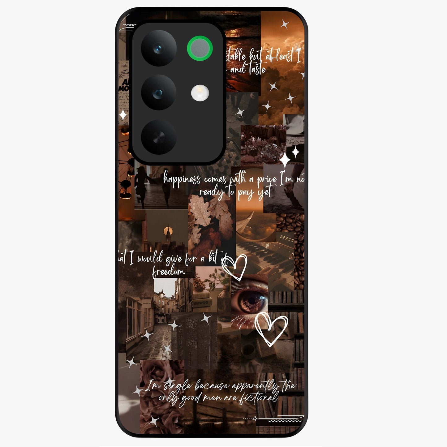 Bittersweet Aesthetic Chaos Glass Case showing flat back view with artistic chaotic aesthetic design and glossy glass finish.