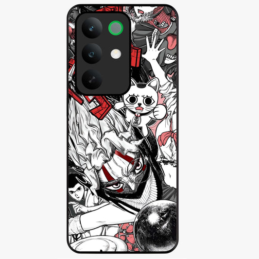 Crimson Chaos Panel Glass Case showing flat back view with bold crimson abstract artwork and glossy glass finish.