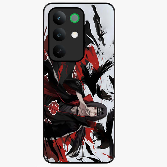 Crimson Crow Illusion Glass Case showing flat back view with artistic crow illusion artwork and glossy glass finish.