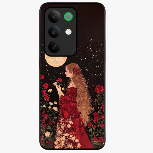 Crimson Dreams Glass Case showing flat back view with dreamy crimson artwork and glossy glass finish.