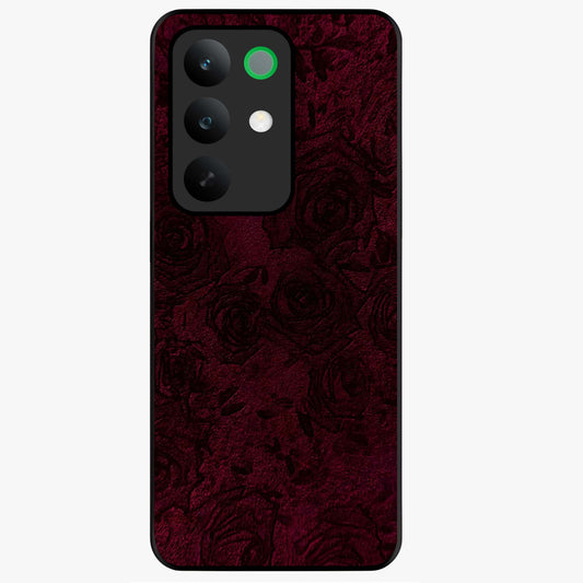 Crimson Fade Flow Glass Case showing flat back view with flowing crimson gradient artwork and glossy glass finish.