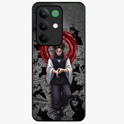 Cursed Ritual Ascension Glass Case showing flat back view with dark ritual themed artwork and glossy glass finish.