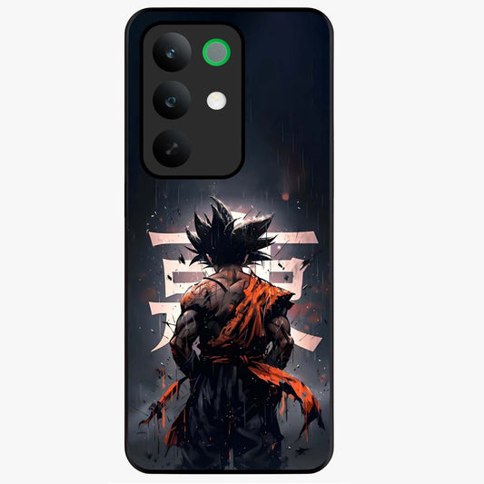 Dark Warrior In Rain Glass Case showing flat back view with warrior artwork in rainy atmosphere and glossy glass finish.
